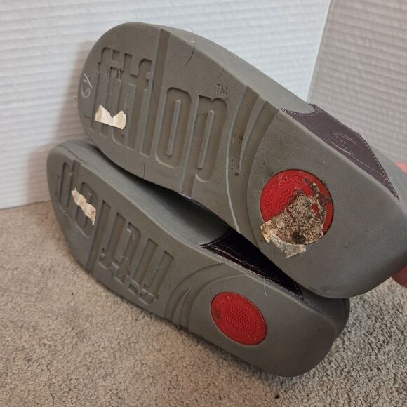 FitFlop Lunetta Style 181-054 Grey Leather Jeweled Sandals Size 8 - Picture 5 of 12